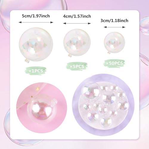 56 PCS Clear Balls Cake Topper Bubble Mini Balloon Topper Ball Cake Picks for Wedding Anniversary Baby Shower Birthday Party