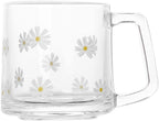 Ochine Glass Cups Coffee Tea Mugs with Handle Crystal Clear Espresso Cups Coffee Mug Cappuccino Cup Milk Cup Durable Insulated Cups Beverage Glasses Creative Gifts Wall Glassware
