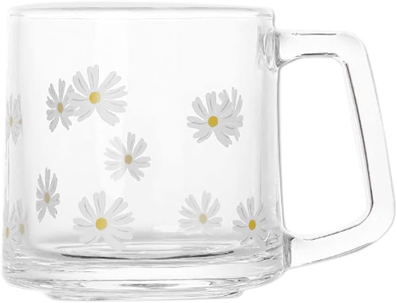 Ochine Glass Cups Coffee Tea Mugs with Handle Crystal Clear Espresso Cups Coffee Mug Cappuccino Cup Milk Cup Durable Insulated Cups Beverage Glasses Creative Gifts Wall Glassware