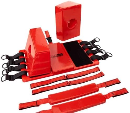 LINE2design Spine Board Head Immobilizer for Backboard - Universal EMS EMT Emergency Medical Re-usable Rescue Portable Lightweight with Adjustable Straps - Red