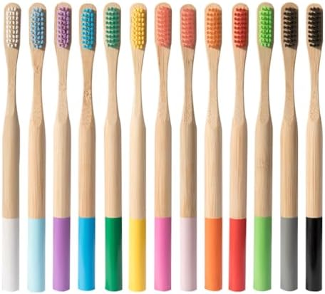 HEALLILY Bamboo Toothbrush 4 Pack Biodegradable Manual Toothbrushes for Adults Soft Bristle Ergonomic Non-Slip Handle Eco-Friendly Oral Care for Travel Home
