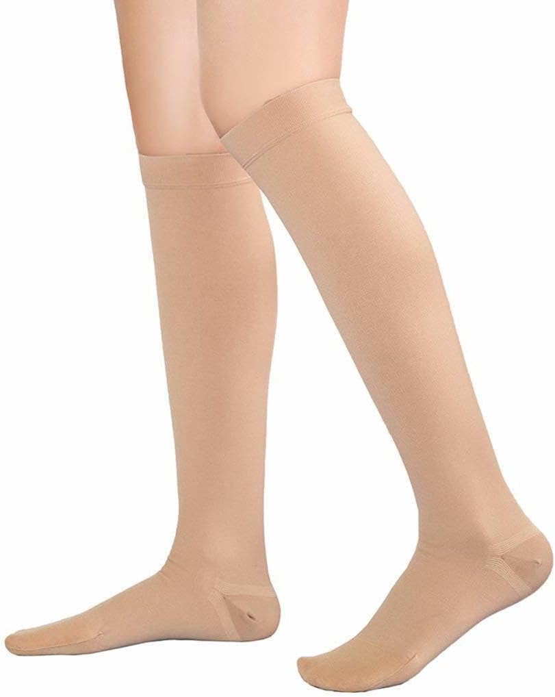 TOFLY® Compression Stockings (Pair), Grade Firm Support 20-30mmHg, Opaque, Unisex, Close-Toe Knee High Compression Socks for Varicose Veins, Edema, Shin Splints, Nursing, Travel