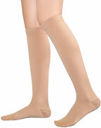 TOFLY® Compression Stockings (Pair), Grade Firm Support 20-30mmHg, Opaque, Unisex, Close-Toe Knee High Compression Socks for Varicose Veins, Edema, Shin Splints, Nursing, Travel