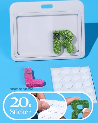 Plifal Xray Markers with Lead Initials - Glitter Radiology X-ray Markers in Rose & Green "L&R" Letter Shape Include Reusable Adhesive Tapes to Nurse Radiologist Badge Buddy, Easy to Identify