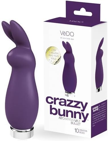 VeDO Crazzy Bunny Vibrator Bullet, Rechargeable Clitoral Adult Sex Toy, Clitoris Stimulator Vibe for Women (Purple)