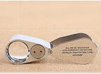 40X Jewelers Loupe, LED Light Illuminated Handheld Jewelry Eye Magnifier, Pocket Folding Magnifying Glass for Jewelry Stores, Daily Home Use