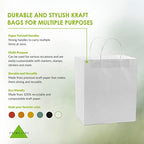 Prime Line Packaging White Paper Bags, Kraft Gift Bags with Handles for Small Business, Shopping, Take-out Goodies, Bistro, Boutique, Bulk, 10x6.75x12, 50 Pack