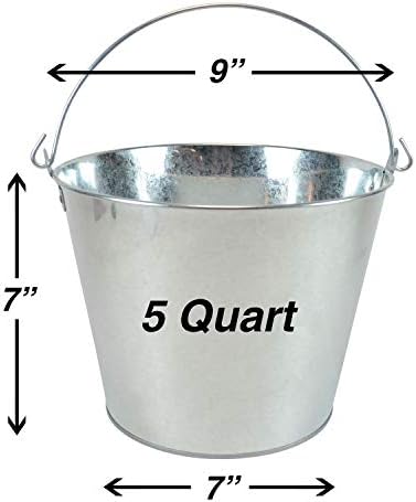 5-Quart Galvanized Pail Beer Bucket 9x9x7 inches (Pack of 2)