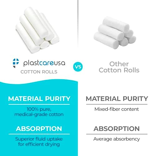 800 Count Dental Gauze Rolls - Dental Cotton Rolls for Mouth - Nose Bleed Plugs for Kids or Adults - Highly Absorbent Nose Bleed Stopper & Mouth Gauze - Non Sterile 1.5 Inch Rolled Cotton Pads