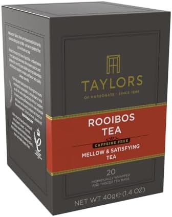 Taylors of Harrogate Rooibos Tea, Individually Wrapped Bags, 20 Count (Pack of 1), Mellow, Malty, and Slightly Honeyed, Caffeine-Free, Enjoy Hot or Iced, 20 Teabags