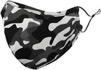 DALIX Kids Camouflage Cotton Face Mask Camo Reuseable Made in USA Black XXS