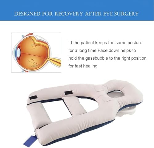 Vitrectomy Recovery Pillow, Reversible Face Down Pillow After Eye Surgery with Centre Hole and Adjustable Stand, Reversible Face Down Support, for Macular Hole And Retinal Detachment Post Surgery
