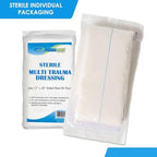 Primacare WT-7705-CS Pack of 25 First Aid Sterile Multi Trauma Gauze Pad Dressing for Stopping Heavy Bleeding in Large Open Wounds, Treating Lacerations and Piercing Injuries, 30" x 12", White