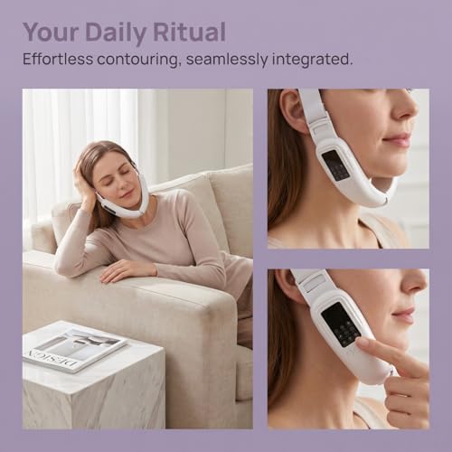 VITALA V Lift Device.Rechargeable Facial Care Machine for a Defined V-Face，Electric Double Chin Device and V-Face Machine with 8 Modes and 15 Gear Adjustable Lntensitie.