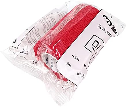 Self Adherent Cohesive Bandage Latex 3"x5 Yards First Aid Bandages Stretch Sport Athletic Wrap Vet Tape for Wrist Ankle Sprain and Swelling,Red(12 Rolls)
