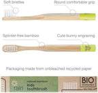 Rain Organic Bamboo Baby Toothbrush - 100% Safe Infant Toddler Kids Toothbrush 6 to 12 Months and Up, Natural BPA-Free Biodegradable Wood Toothbrush Extra Soft Bristles Children's Dental Care (1 Pack)