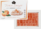Cerez Pazari Turkish Delight Orange Flavor, Gourmet Small Size Snacks Gift Box, Sweet Traditional Confectionery, Vegan Soft Candy Dessert Loukoumi, Nut & Glucose-Free Lokum, Approx. 40 Pcs, 8.1 oz.