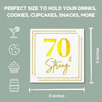 70th Birthday Cocktail Napkins, Gold Paper Napkin for 70 Years Old Bday Party Decorations, Men & Women, Elegant Milestone Celebration Tableware, Fabulous Gift Ideas, 50 Pack