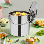 Extra Thick 20L Stainless Steel Barrel Bucket with Lid, Milk Can, Food & Water Storage, Wine Pail, Champagne Cooler, Kitchen Bucket