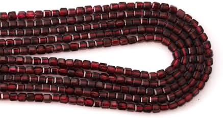 Faceted Natural Dark Red Garnet 2-3mm Cube Square Loose Beads Gemstone Small Loose Beads Healing Crystal Energy Stone for DIY Jewelry Making 15"