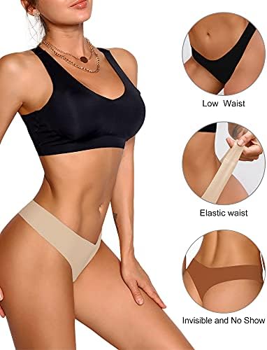 DEANGELMON Seamless Thongs for Women No Show Thong Underwear Women Comfortable Multiple Pack