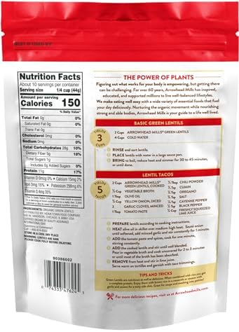 Arrowhead Mills Organic Green Lentils, 16 oz Bag