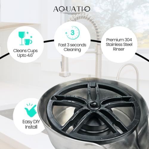 2 in1 Glass Rinser for Kitchen Sink - Stainless Steel Cup Cleaner - Counter Top Bottle Washer - Kitchen Sink Accessories - Attachements - Sink Sprayer (Nickel)