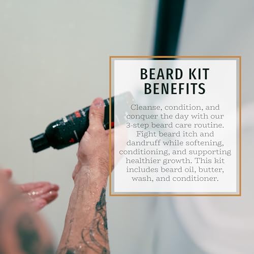 Live Bearded Complete Beard Grooming Kit - Wash, Conditioner, Butter and Oil - Made in the USA with All-Natural Ingredients - Mens Groom Set | 1880 Scent - Bourbon, Bitters, Citrus