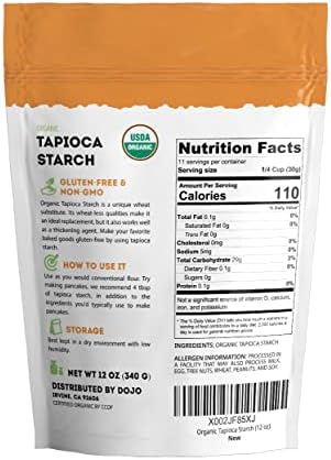 Kate Naturals Tapioca Starch Flour for Baking, Cooking & Boba Pearls (12oz, Organic, Non-GMO, Gluten Free)