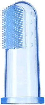 Brilliant Baby Finger Toothbrush - Silicone Gum Massager and Teether Brush for Infant-Toddler, 3 Months Old and Up, Blue/Clear, 2 Count
