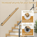 2FT Wooden Stair Handrails,Hand Railings for Stairs Indoor Outdoor Wall Mount Support Wood Handrails,Non-Slip Sturdy Staircase Handrail Safety Grab Bar Rod Complete Kit for Home,Lofts,Guardrail