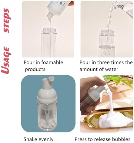 10Pcs 1Oz Plastic Foam Pump Bottle Transparent Empty Dispenser Bottles Travel Soap Bottle Mini Shampoo Pump Empty Travel Foaming Containers for Shampoo Cleaning Lash Cosmetics Packaging