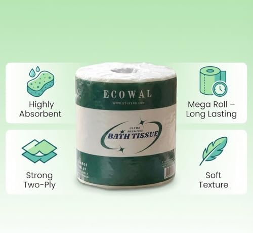 Ecowal 12 Rolls Ultra Soft & Thick 2-Ply Toilet Paper Premium Bulk Bath Tissue, Septic Safe, Lint-Free, Super Absorbent & Gentle
