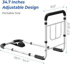 Bed Rails for Elderly Adults Safety - 2026 Upgrade - ASTM Compliant, Adjustable Bed Cane with Non-Slip Ergonomic Handle & Storage Pocket, Bed Railings for Seniors Load 400 LBS, Tool-Free Assembly