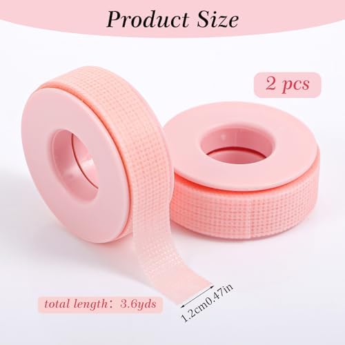 2 Rolls Lash Tape for Eyelash Extensions, Pink Eyeshadow Tape Makeup Tapes for Breathable Micro Eyelash Extension Supplies and Makeup