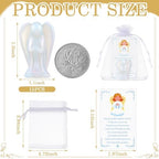 15 Set 45 Pcs Crystal Angel Figurines Bulk 1.5 Inch Guardian Pocket Angels Healing Statue Mini Angel Gemstones Carved Stones with Cards Organza Bags for Faith Peace Gifts Home Decor