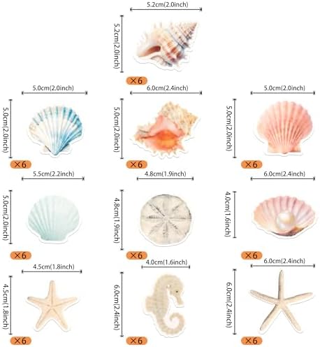 60 PCS Edible Sea Shell Cupcake Toppers Starfish Conch Seahorse SeaShell Cupcake Picks Edible Beach Party Decorations for Under the Sea Baby Shower Wedding Birthday Party Cake Decors Supplies