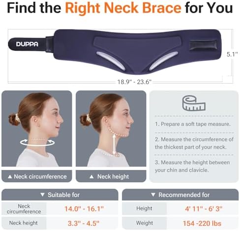 Ergonomic Neck Brace for Neck Pain and Support, Throat-friendly V-shape Cervical Collar with Dual Memory Foam for Comfort and Cervical Spine Pressure Relief, Vertebrae Stability (14.0" - 16.1")