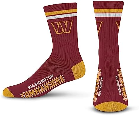 FBF - Official NFL 2 Stripe Adult Team Logo & Colors Crew Dress Socks Footwear for Men and Women Game Day Apparel