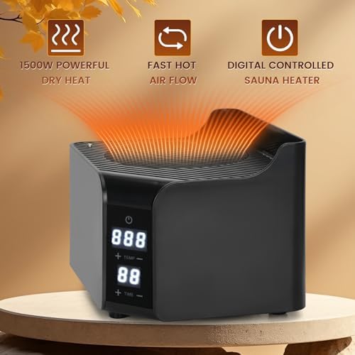1500W Portable Dry Hot Air Heater for Sauna Tent, Electric Dry Steam-Free Sauna Heater with Adjustable Temp & Timer, Fast Heating Hot Air Generator for Home Personal Spa Therapy (120V) UL Standards