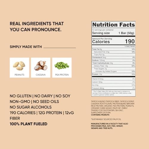 TRUBAR Vegan Protein Bar, Get In My Belly Pb & Jelly, Gluten Free, Plant Based, High Fiber, Dairy Free, Low Fat, Non GMO, No Sugar Alcohols, 12G Lean Protein, 13G Fiber, Healthy Snack Bars, 12 CT