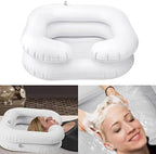 Inflatable Shampoo Basin, Portable Inflatable Hair Washing Basin, Shampoo Bowl with Neck Support and Drain Hose for The Elderly, Disabled, Pregnant Women, Injured People(Color:White)