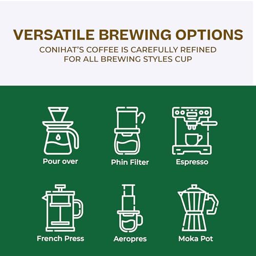 Conihat Ground Coffee - 100% Vietnamese Premium Fine Robusta, Medium Roast, Chocolate & Woody Notes, Long Aftertaste, Low Acid, Single Origin, Hand-Picked, 12 Oz Bag