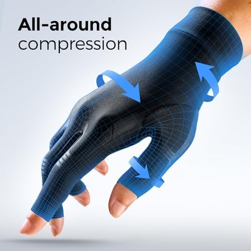 FREETOO All-Around Compression Arthritis Gloves for Women for Pain, Carpal Tunnel Relief Gloves for Men, Hand Compression Gloves for Crocheting,Gaming,Arthritis,Swelling.Black M