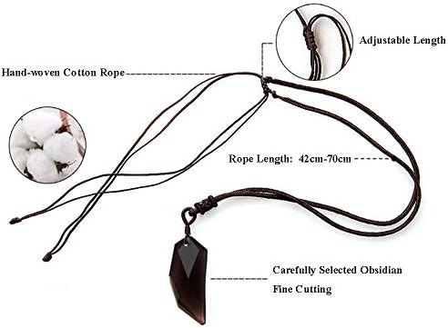 Black Obsidian Hexagram Natural Stone Necklace Solid Black Obsidian Wolf Tooth Amulet His and Hers Couples Necklace Lucky Love Pendant Necklace for Men Women