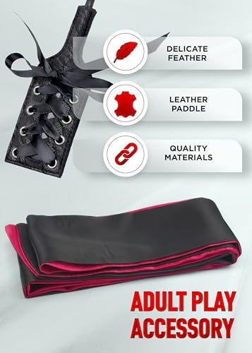 Feather Tickler Satin Blindfold Mask Perfect for Cosplay Role Play Adult French Crop Feather Toy Kit