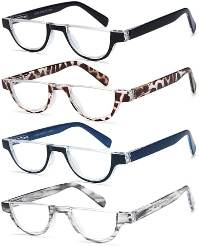 EYEURL Half Frame Reading Glasses for Women-4 Pack Blue Light Glasses Fashion Computer Readers for Women Anti UV Ray Eyeglasses with Spring Hinges,1.5