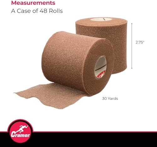 Cramer Tape Underwrap, Bulk Case of 48 Rolls of PreWrap for Athletic Taping, Hair Tie, Headband, Patellar Support, Pre-Wrap Athletic Tape Supplies, 2.75" X 30 Yard Rolls of Pre Wrap, Beige
