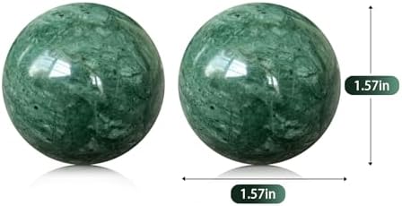 Traditional Chinese Baoding Balls, Marble Health Exercise Stress Relief Balls with an Upgraded Shockproof Imitation Wood Box, Dark Green, 2-Piece Set, Medium-1.57"