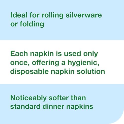 Tork LinStyle Disposable Linen-Feel Dinner Napkin White, Flat Pack, 16" x 15", 1 x 1000 Napkins, 716002